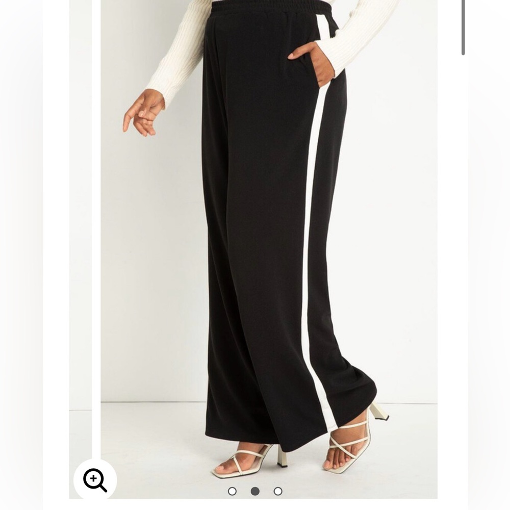 Eloquii Black Wide Leg Pant with White Side Stripe size 14/16